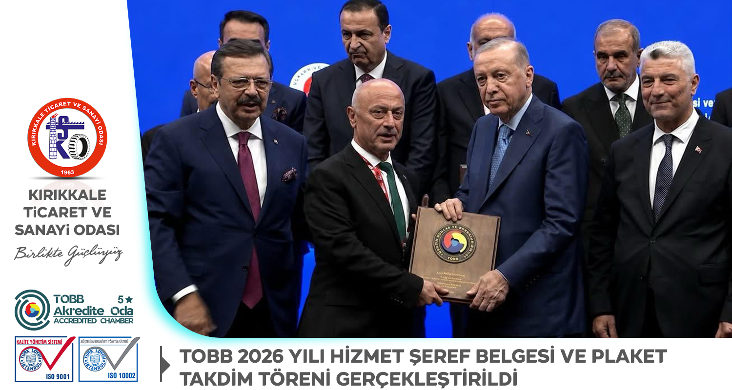 TOBB 2026 YILI H�ZMET �EREF BELGES� VE PLAKET TAKD�M T�REN�