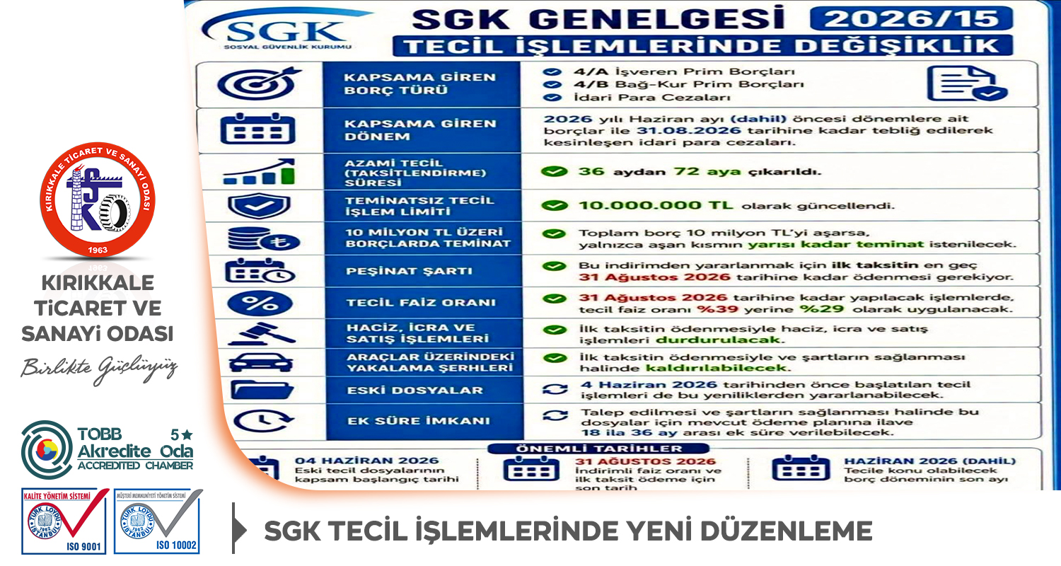 SGK TEC�L ��LEMLER�NDE YEN� D�ZENLEME